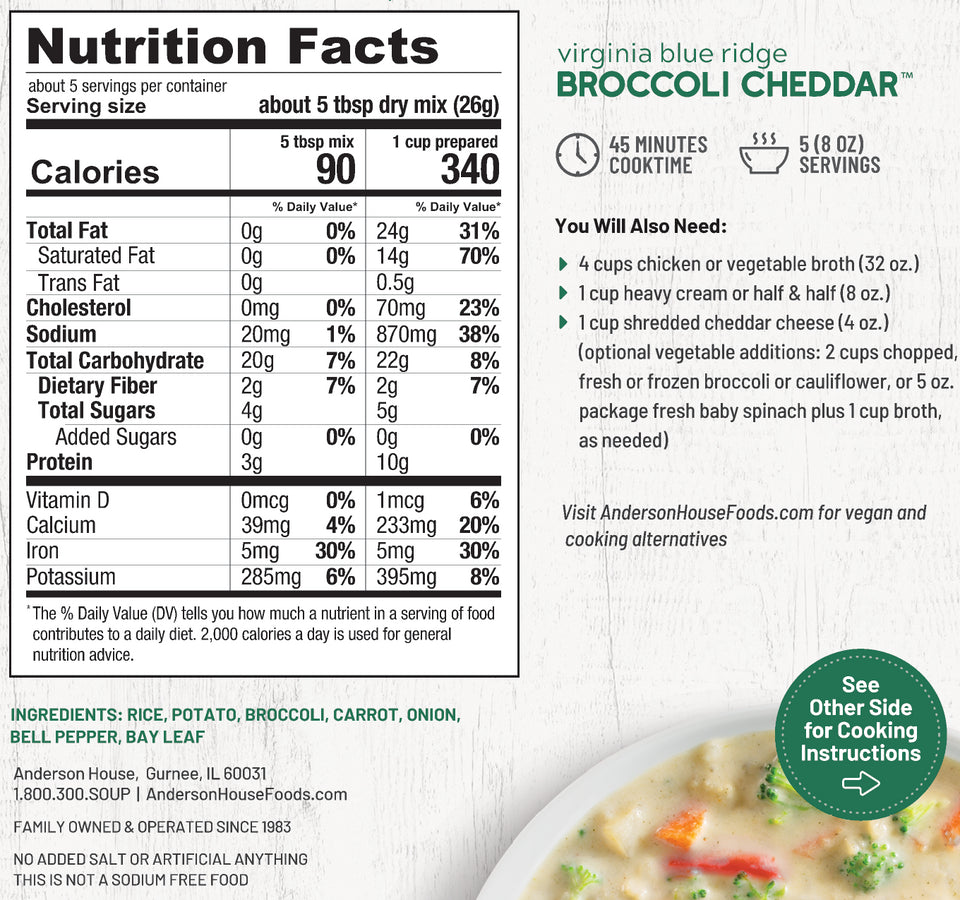 Virginia Blue Ridge Broccoli Cheddar Soup
